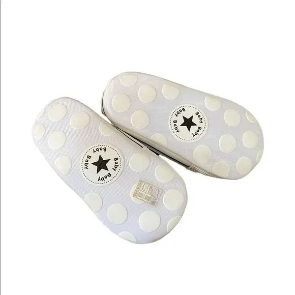 Infant baby girl shoes, walker, cute custom design, white w/ black leopard print - Picture 4 of 4